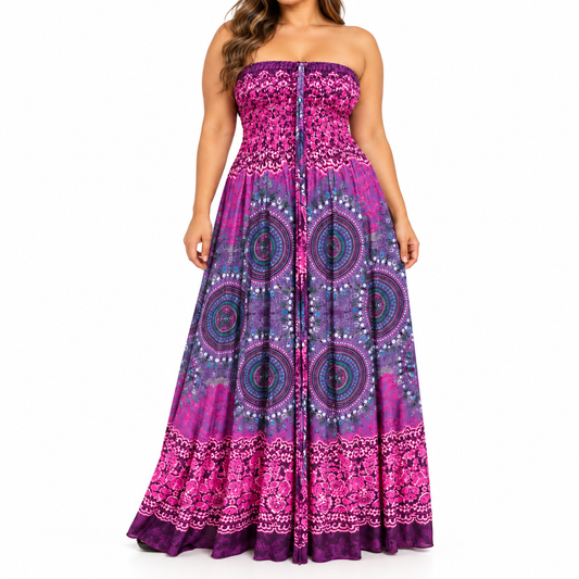 Vestido Maxi Paisley Magenta