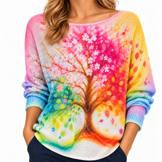 Suéter Batwing Árbol de la Vida Acuarela Multicolor