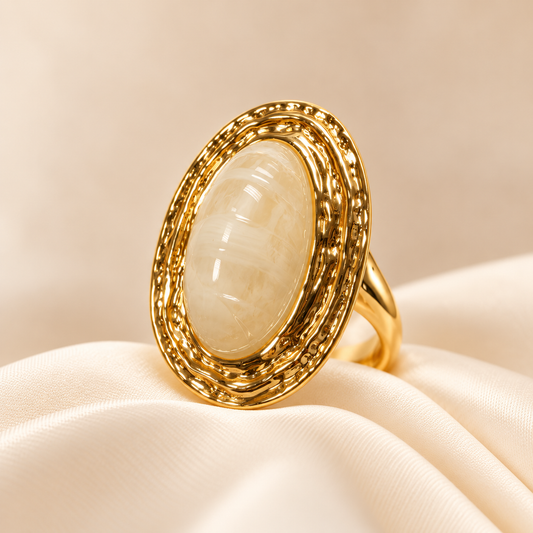 Anillo Piedra Ovalado Crema