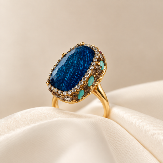 Anillo de Piedra y Brillo Azul