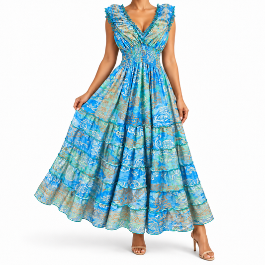 Vestido Maxi Aqua Paisley