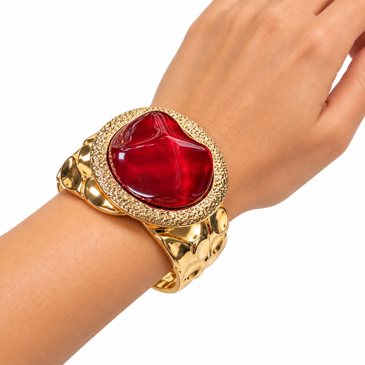 Pulsera Piedra Grande Rojo