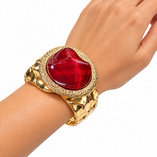 Pulsera Piedra Grande Rojo